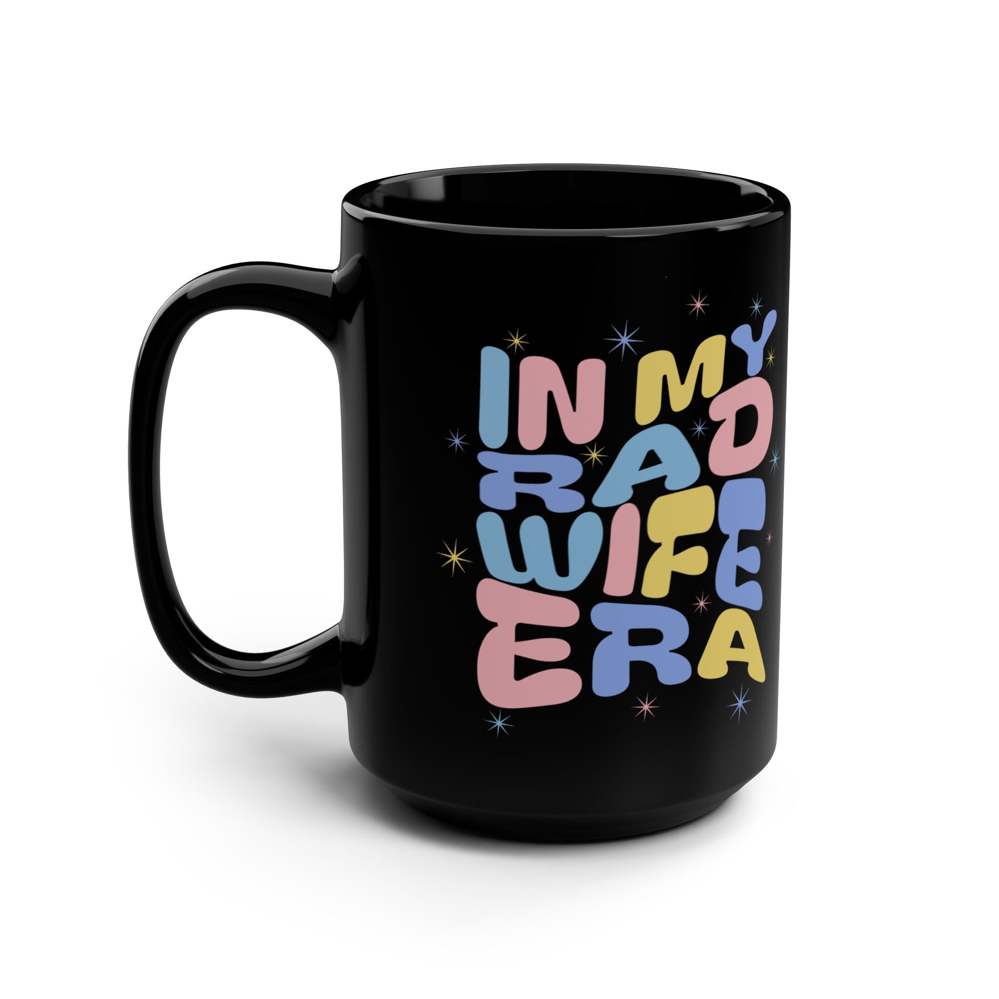 15oz Black Mug — Retro Pastel "My Dad Is a Star" Design