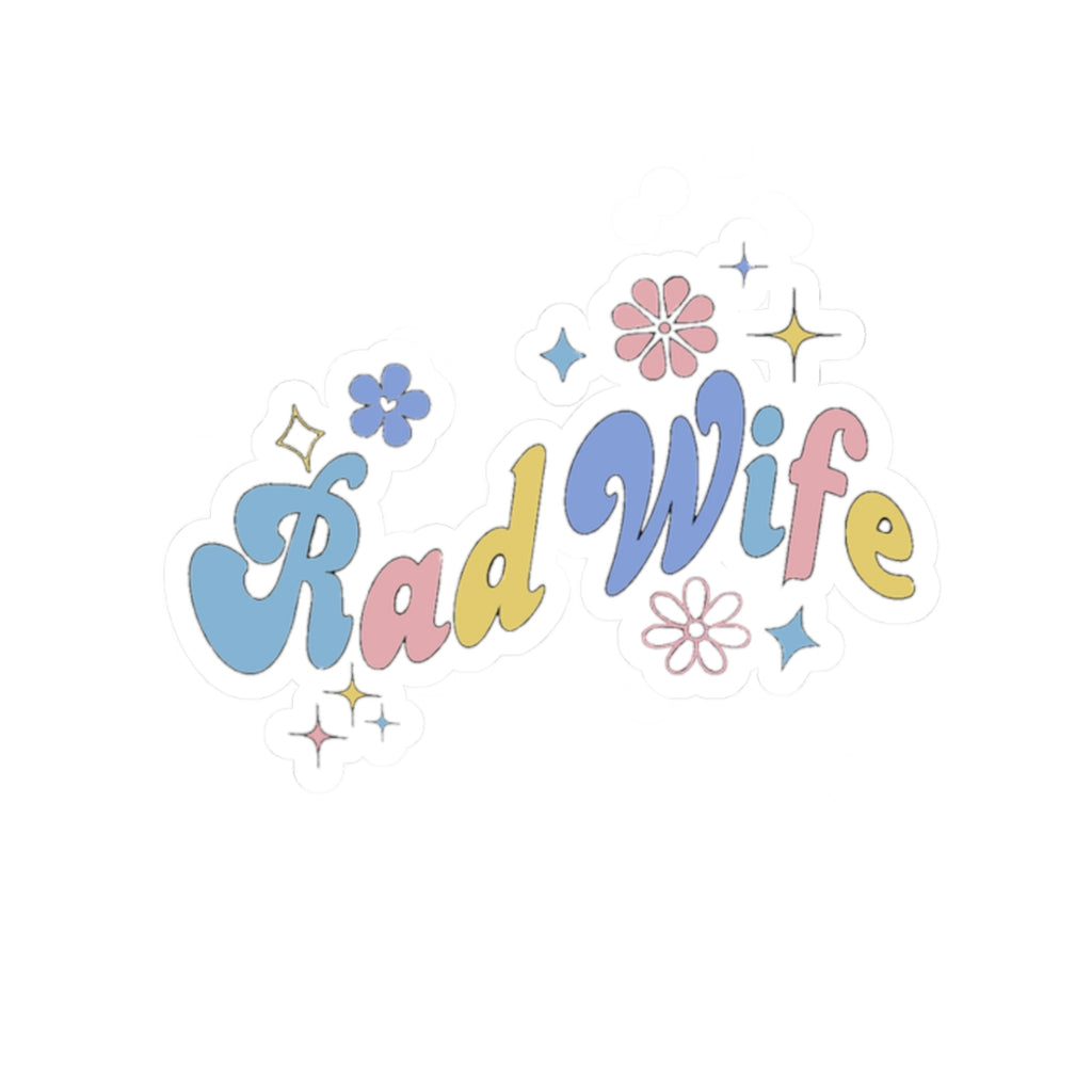 Rad Wife Kiss-Cut Sticker — Cute Pastel Floral Laptop Decal for Wives