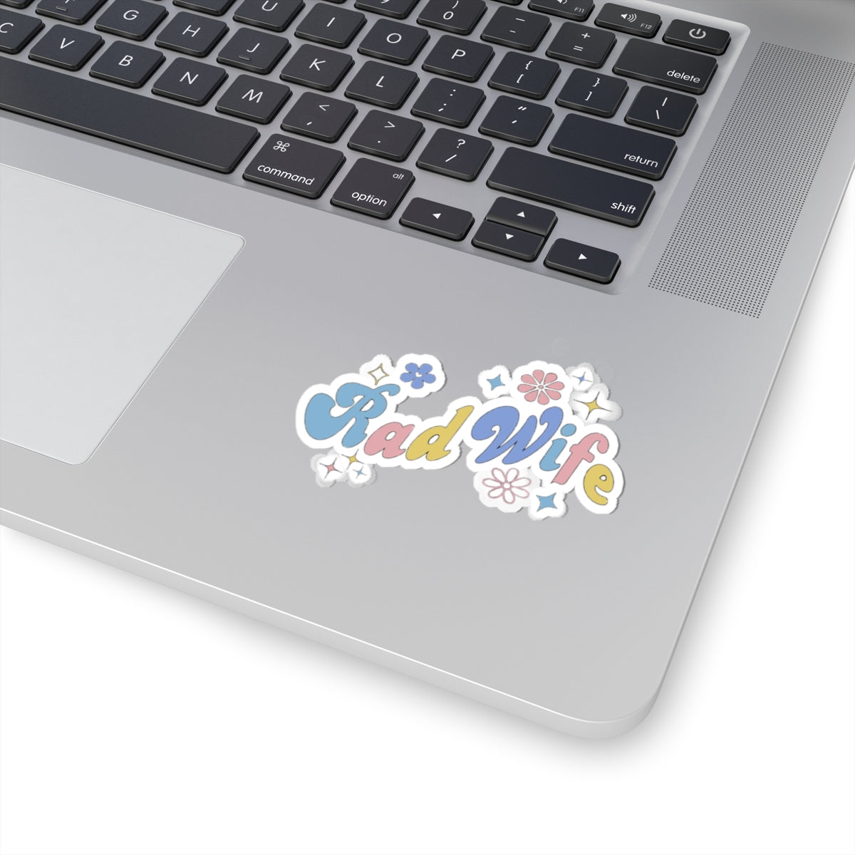 Rad Wife Kiss-Cut Sticker — Cute Pastel Floral Laptop Decal for Wives